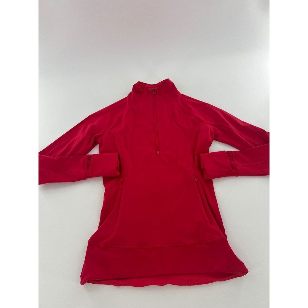 Athleta Whittier Peak Half Zip Hibiscus Red Pullover Jacket Gym performance M - Picture 2 of 8